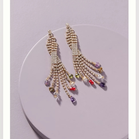 NWT!! Gas Bijoux Sofia Strass Drop Earrings